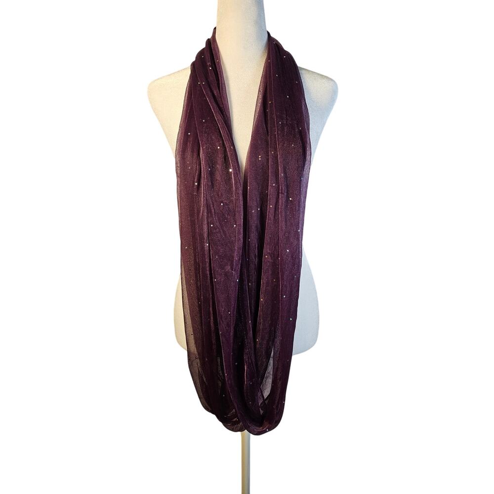 Women's Purple Sparkly Infinity Scarf Sheer Lovely Deep Purple